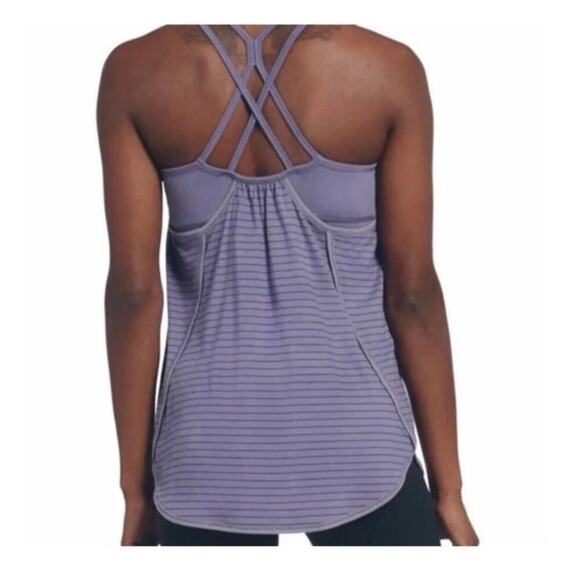 CALIA by Carrie Underwood Double Layered Purple Striped Tank, XS - Picture 3 of 7